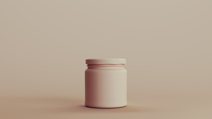 Jar container pot lid blank classic neutral backgrounds soft tones beige brown 3d illustration render digital rendering