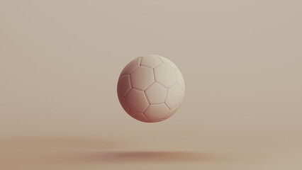 Football soccer ball sports game equipment neutral backgrounds soft tones beige brown 3d illustration render digital rendering