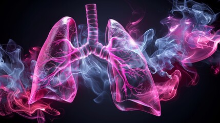 a computer generated image of a lung with smoke coming out of it