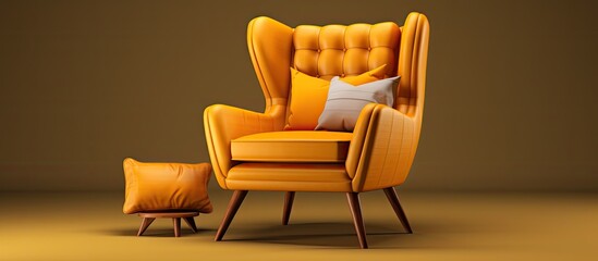Yellow chair with pillows and pillow