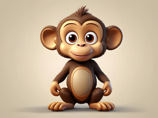 Fototapeta premium 3d rendered illustration of a monkey , 3d puppet with a banana , 3d monkey cartoon Illustration with a ball , teddy monkey with gift boxes