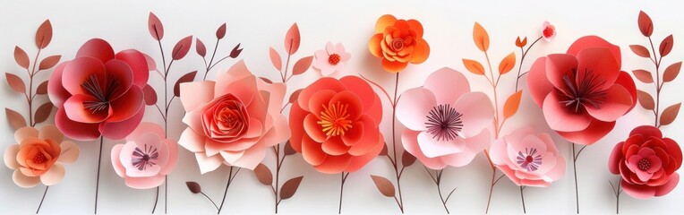 Decorative Design Elements: Isolated D Paper Flowers for Greeting Cards and More