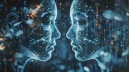 Symbol picture for artificial intelligence and digital twins