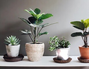 Small indoor houseplants tiny green minimal nature decoration, space-saving plants  to fill apartment or home with beautiful greenery