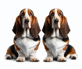 Image of isolated Bassett hound against pure white background, ideal for presentations
