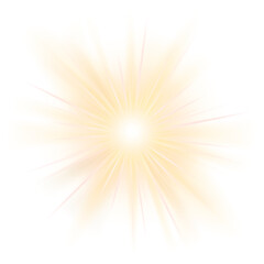 Png bright sunburst lens flare in yellow