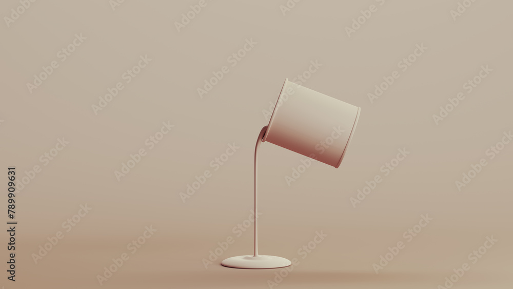 Poster paint tin pour open container full thick liquid neutral backgrounds soft tones side view 3d illustra