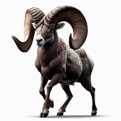 Image of isolated big-horn sheep against pure white background, ideal for presentations
