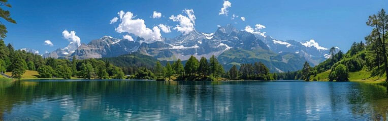 Fototapeta na wymiar Scenic Arnisee Reservoir with Majestic Swiss Alps in Canton of Uri, Switzerland