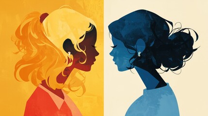 Two avatars depict silhouettes of a mother and daughter
