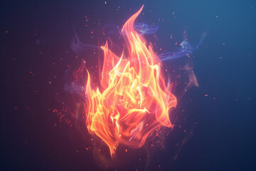 A vivid 3D-rendered fire icon, with lively and dynamic flames that seem to leap off the screen, creating a captivating visual effect on a solid background.