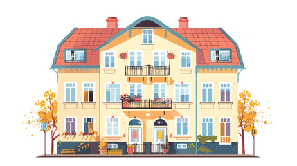 House exterior in Scandinavian style. Cute Scandi hom