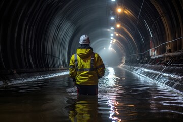 Tunnel Waterproofing Inspection: Inspection of tunnel waterproofing.