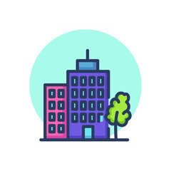 Municipal buildings line icon. Home, metropolis, district outline sign. Buildings and urban architecture concept. Vector illustration symbol element for web design and apps