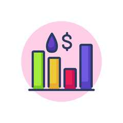 Oil prices statistics line icon. Shore, onshore, technology outline sign. Oil and gas industry concept. Vector illustration symbol element for web design and apps