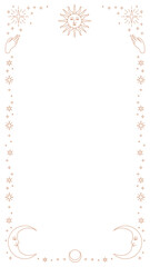 Gold png celestial sun and moon monoline transparent frame