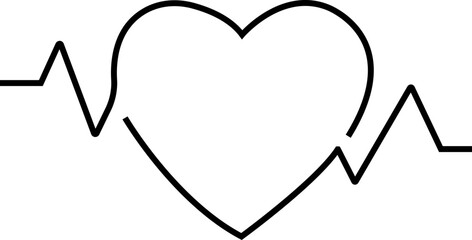 Heartbeat vector icon. Symbol cardiogram heart logo in linear style with editable stock. Medical sign. Heart beat pulse flat icon for medical apps and websites isolated on transparent background.
