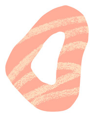 Abstract pastel peach orange cut out wobbly circle shape, transparent background. Organic blob shape collage element.