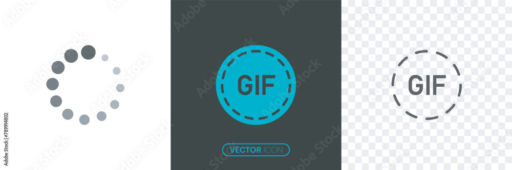 Poster gif circle animation outline icon set. simple gif icon on white and transparent background gif anima