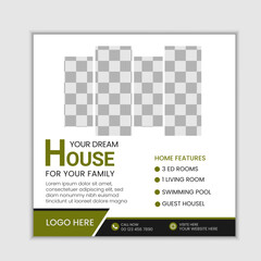 Real estate house sale social media post instagram banner and square flyer template
