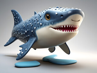 shark 3d render , shark cartoon illustration , shark cartoon isolated on white , shark with a fish , shark 3d render , shark cartoon isolated on white