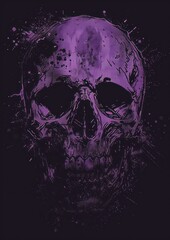 Grunge style dark purple and black skull artwork