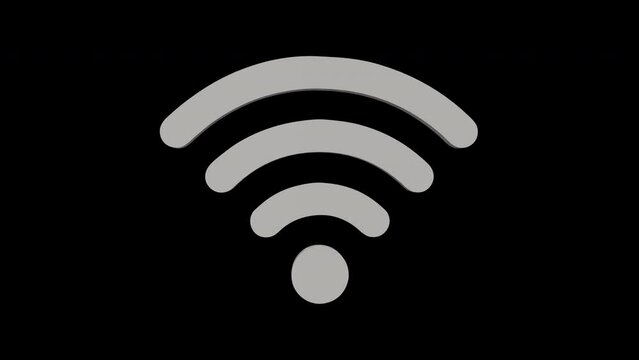 Wifi icon 3d animation on black background. 4K