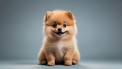 Happy Pomeranian puppy image cutout isolated against a clear backdrop
