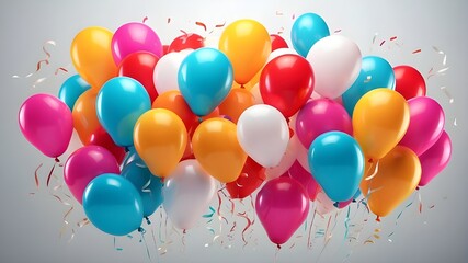 Bright balloons isolated on a clear cutout background