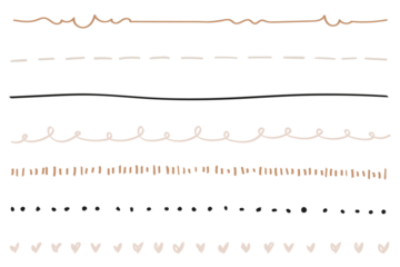 Png cute doodle line border set