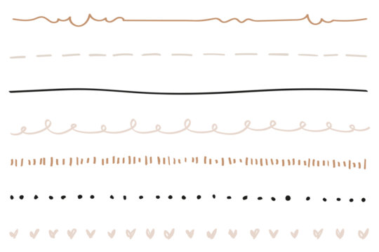 Png cute doodle line border set