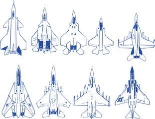Vector sketch illustration airforce airplanes 