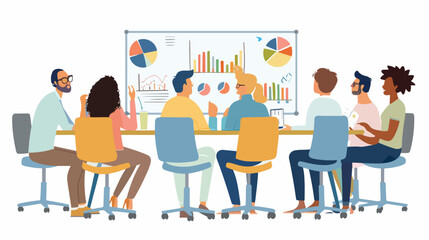 Business Meeting. Vector cartoon illustration in a flat