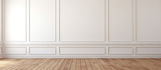 White room with wooden floor and walls