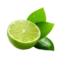 Half lime citrus fruit isolated on white background with clipping path. Full depth of field.