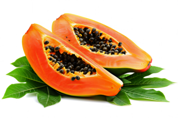 papaya isolated on white background, transparent background, PNG file
