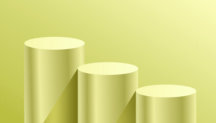 golden cylinder circle podium stage 3d Abstract minimal scene mockup products display, Stage showcase. Vector geometric forms.