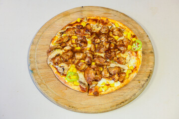 Delicious mixed pizza with rich content. Menu concept of choice and diversity. Pepperoni, Formaggi, Veggie, Karisik pizza
