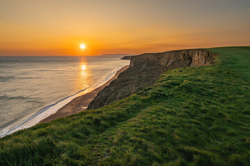 Sunset on the Channel Coast near Whale Chine, Isle of Wight, UK