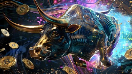 Cryptocurrency Bull: A Striking Representation of Financial Ambition