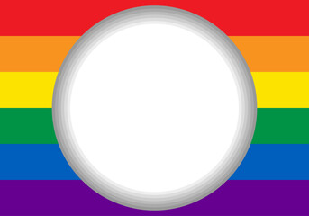 Bandera del orgullo LGBT+ con agujero blanco vacío. - obrazy, fototapety, plakaty