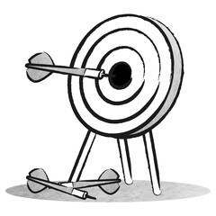 Png dart and arrow doodle illustration for business marketing