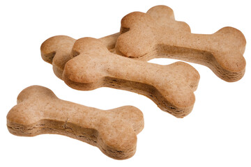 Dog bones animal food bones pet food dog biscuits treats dog food isolated on white background, tomato pure texture, product shot