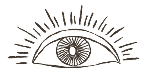 Png eye logo hand drawn illustration vintage wild west theme