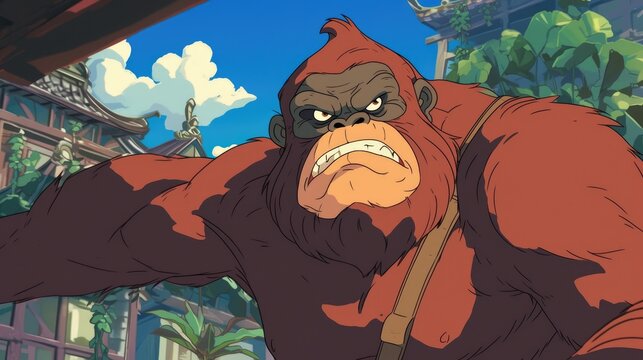 An angry orangutan thief featured in a cartoon