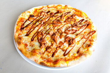 Delicious mixed pizza with rich content. Menu concept of choice and diversity. Pepperoni, Formaggi, Veggie, Karisik pizza