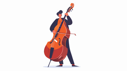 Musician performing on double bass playing classical