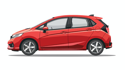 New compact hatchback car as a gift. Vector flat style - obrazy, fototapety, plakaty