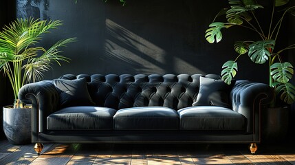 Obraz premium sofa interior room furniture wall design home style luxury background decorative leather modern house apartment