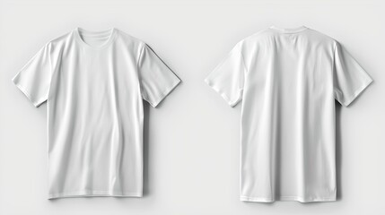 Blank White T-Shirt Front and Back View, Ideal for Branding, Simple Casual Clothing Style on Neutral Background. AI